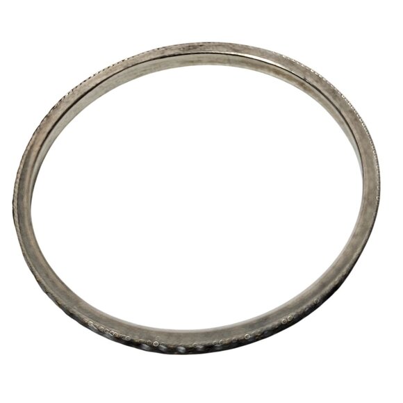 Vintage Elegant Black Enamel Bangle Bracelet Diamond Pattern Gold Accents Women - Picture 2 of 4